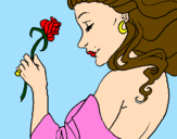 Coloring page Princess with a rose painted bybethany johnson