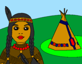 Coloring page Indian and teepee painted bySunnyMi