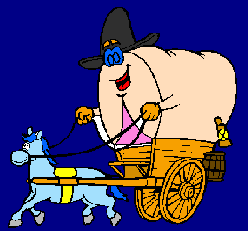 Coloring page Cowboy wagon painted byfernanda      campos