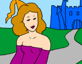 Coloring page Princess and castle painted bylucy