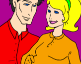 Coloring page Father and mother painted byGABRIELLE