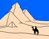 Coloring page Landscape with pyramids painted byElian