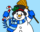 Coloring page Snowman with scarf painted bymimi