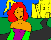 Coloring page Princess and castle painted bygenesis