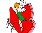 Coloring page Fairy and butterfly painted byliani
