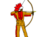 Coloring page Indian with bow painted byDances with Barlong