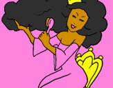 Coloring page Princess brushing her hair painted byDominique