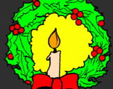 Coloring page Christmas wreath and candle painted byguillermo