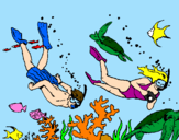 Coloring page Divers painted byviolet