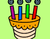 Coloring page Cake with candles painted byanaflavia