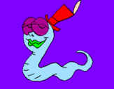 Coloring page Worm with hat painted byethan