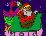 Coloring page Father Christmas in his sleigh painted bymariana andreu