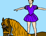 Coloring page Trapeze artist on a horse painted bysofia