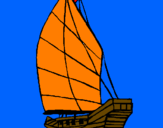 Coloring page Sailing boat painted byMarga