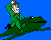 Coloring page Leprechaun and frog painted byindian