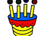 Coloring page Cake with candles painted byabid