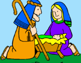 Coloring page Worshipping baby Jesus painted byLIZETTE