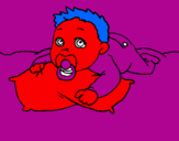 Coloring page Baby playing painted byAMG
