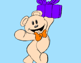 Coloring page Teddy bear with present painted byceciliagjgjgfffhfffffgffh