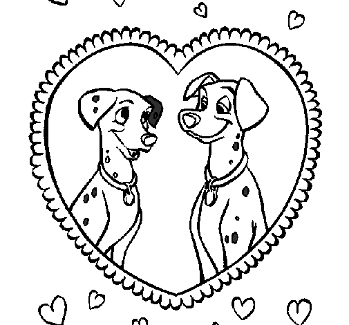 Coloring page Dalmatians in love painted byjose antonio