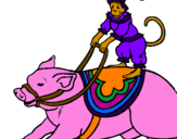 Coloring page Monkey and pig painted byRosalea