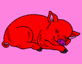 Coloring page Sleeping pig painted bykendall