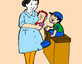 Coloring page Nurse and little boy painted bylana