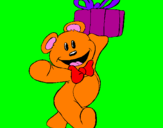 Coloring page Teddy bear with present painted bylisa