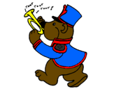 Coloring page Bear trumpet player painted bychofitas