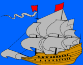 Coloring page 17th century sailing boat painted byBASTIAN