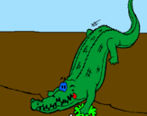 Coloring page Alligator entering water painted bydavid