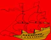 Coloring page 17th century sailing boat painted byjesus