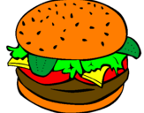 Coloring page Hamburger with everything painted bydalianet