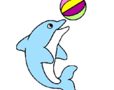 Coloring page Dolphin playing with a ball painted bydani
