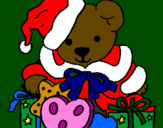 Coloring page Little bear with Christmas hat painted byKenny