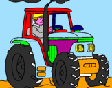 Coloring page Tractor working painted byLUCA