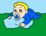 Coloring page Baby playing painted byRosalea