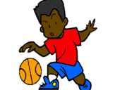 Coloring page Little boy dribbling ball painted byKmica