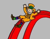 Coloring page Leprechaun on a rainbow painted byMarga