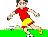 Coloring page Playing football painted byantonio
