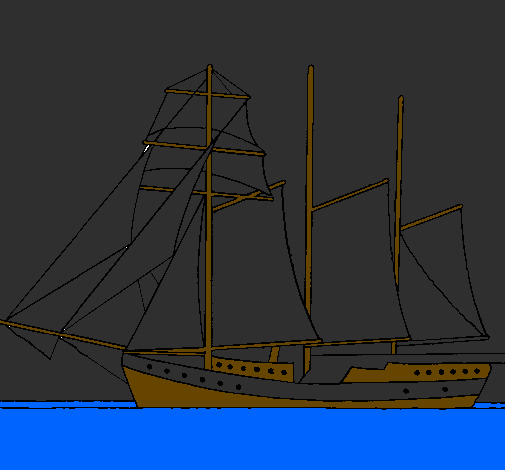 Sailing boat with three masts