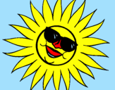 Coloring page Sun with sunglasses painted byanna