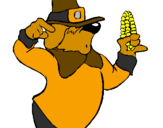 Coloring page Pilgrim with corncob painted bycuerno