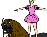 Coloring page Trapeze artist on a horse painted byTay