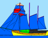 Coloring page Sailing boat with three masts painted bypatiya