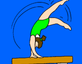 Coloring page Exercising on pommel horse painted byKatelyn