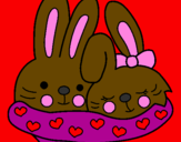 Coloring page Rabbits in love painted byalex