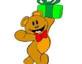 Coloring page Teddy bear with present painted byyii