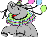 Coloring page Elephant with 3 balloons painted byCandie