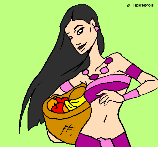 Coloring page Young Itza woman painted byyoeli